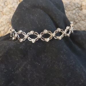 Silver plated bangle bracelet with crystals